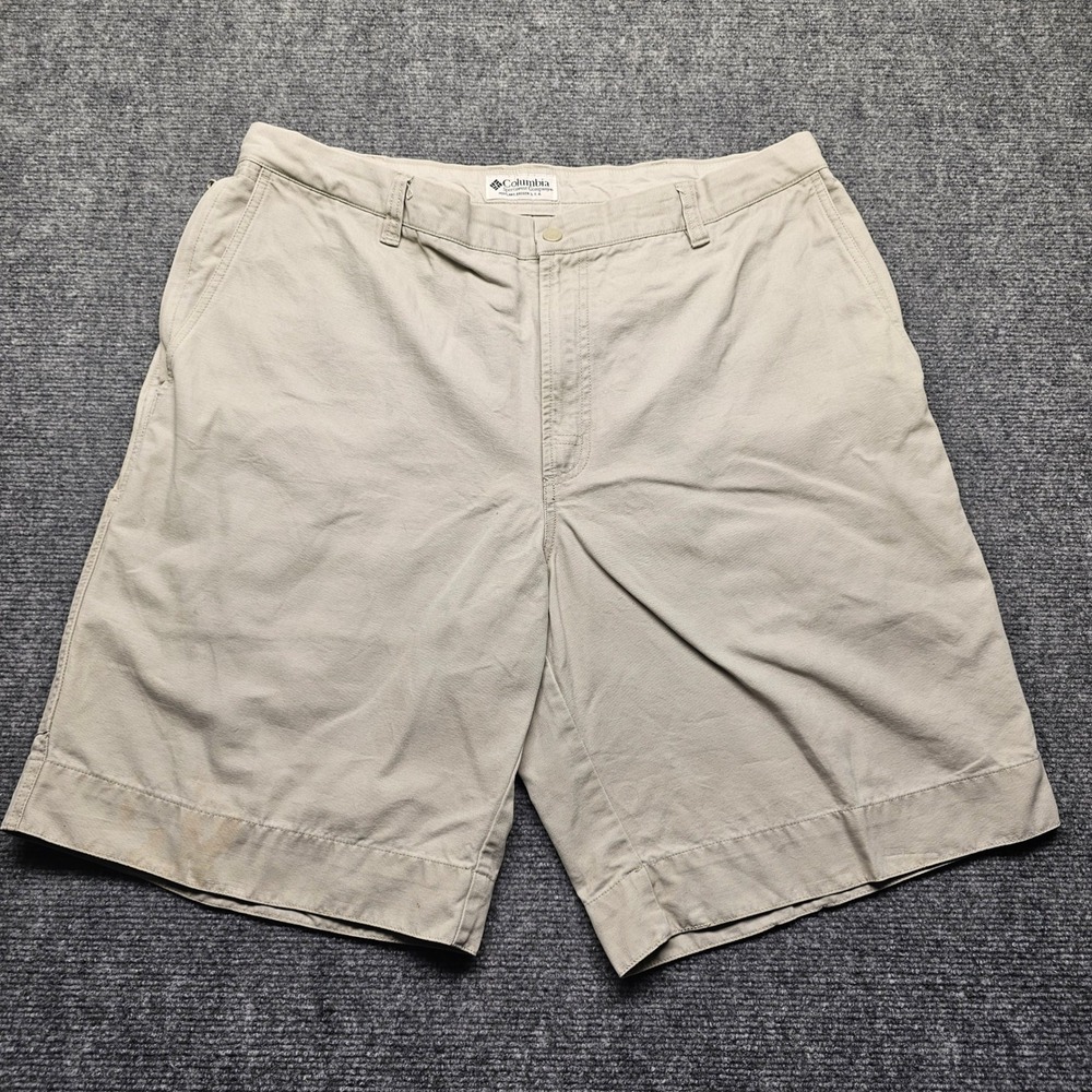 Columbia Mens 38 Granite Cloth Khaki Tan Utility Hiking Shorts AM4134 10 Inseam